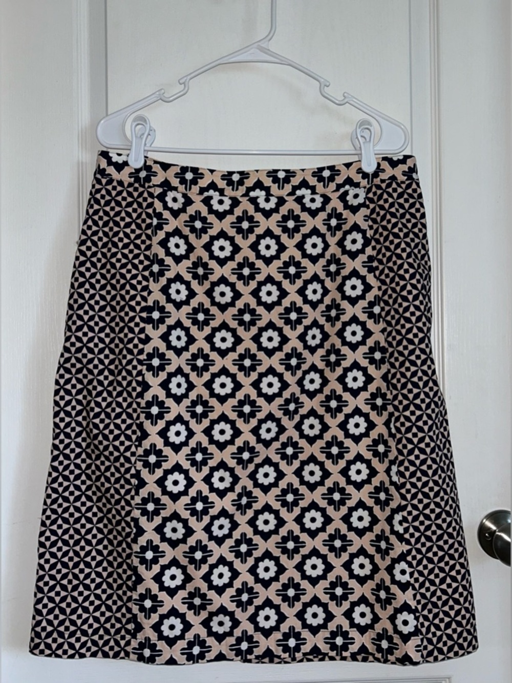 Boden Sz 12L Floral Geometric A line Knee Length Lined Cotton Skirt